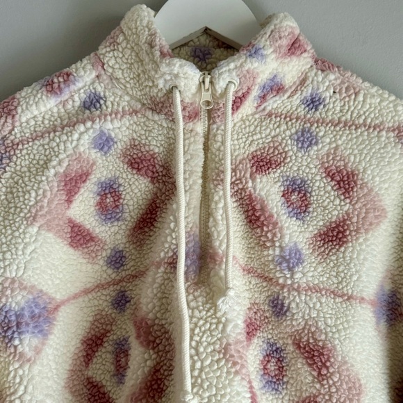 PacSun Aztec Cropped Sherpa Pullover 1/4 Zip Cozy Sweater Size Medium - Picture 4 of 6